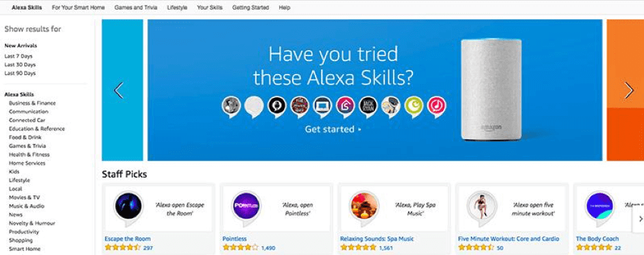Amazon Alexa landing page