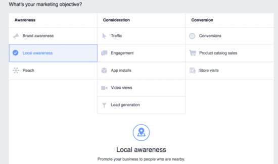 Setting up marketing objective for Messenger ads